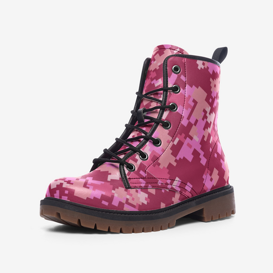Pink Puzzle Casual Leather Lightweight Unisex Boots DromedarShop.com Online Boutique