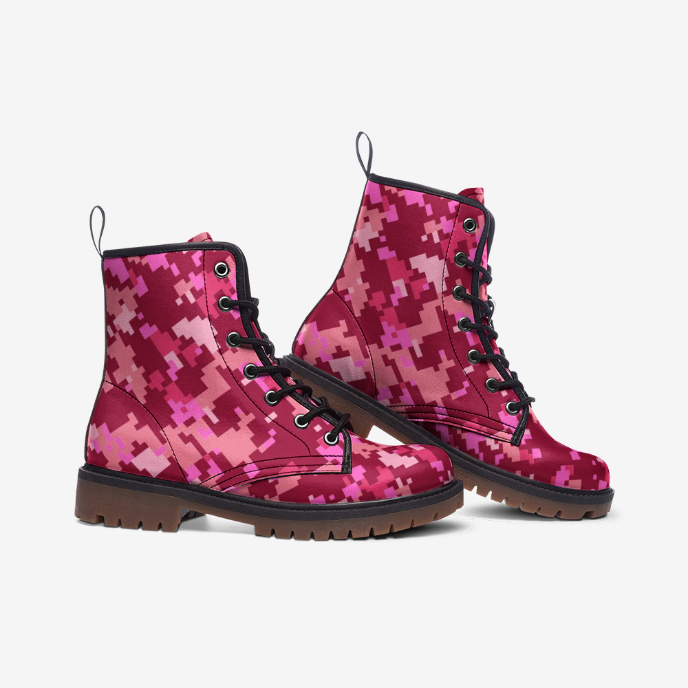 Pink Puzzle Casual Leather Lightweight Unisex Boots DromedarShop.com Online Boutique