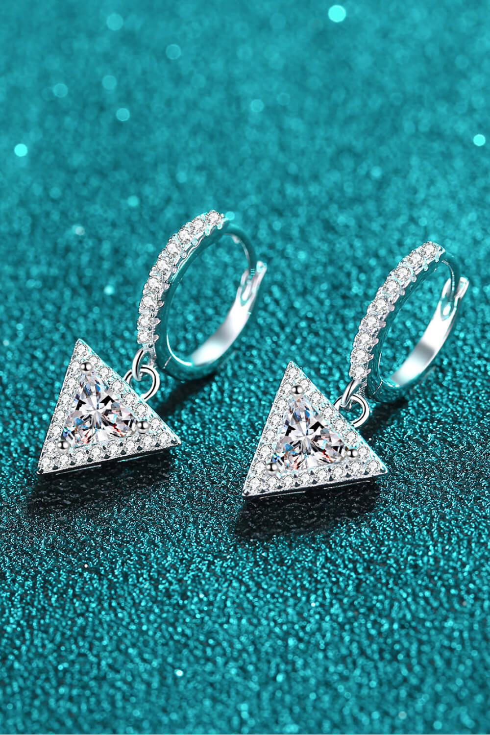 Moissanite Triangle Drop Earrings - DromedarShop.com Online Boutique