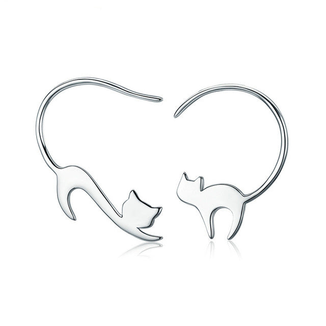 925 Sterling Silver Cute Little Cat  Earrings DromedarShop.com Online Boutique