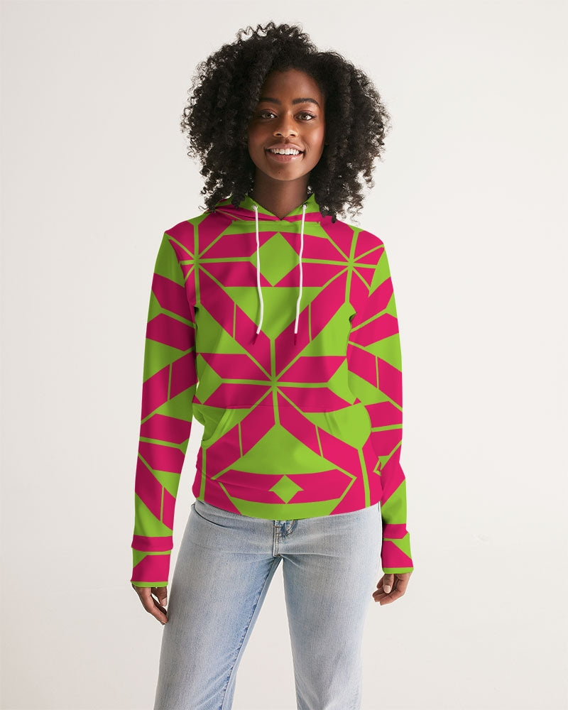 Aztec-Inka Collection Aztec Pink-Green pattern Women's Hoodie DromedarShop.com Online Boutique