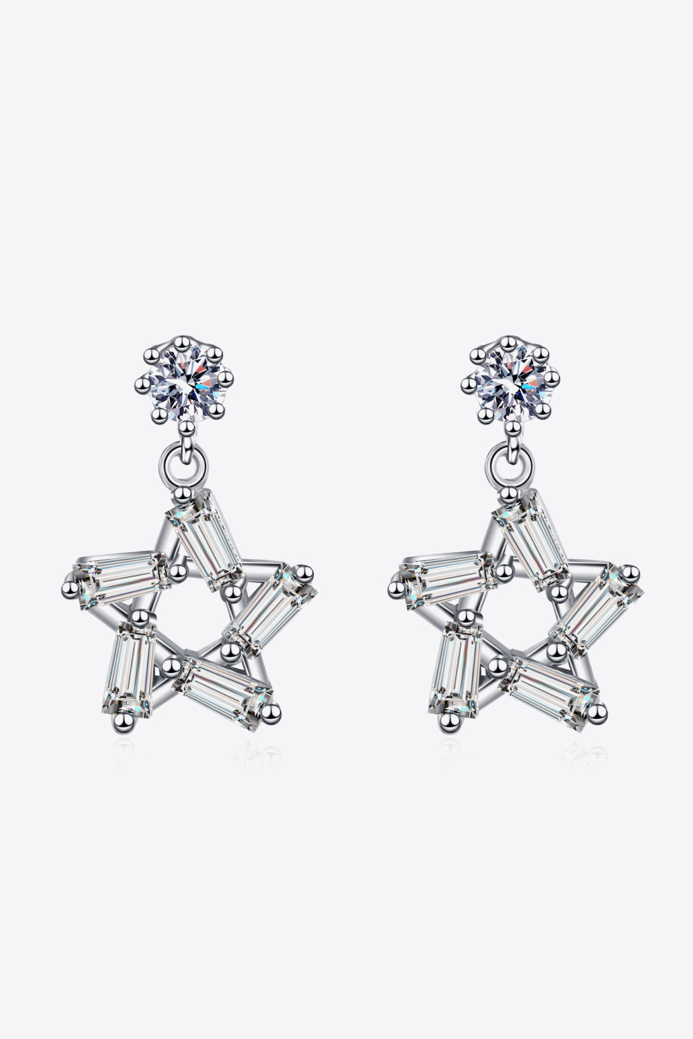 925 Sterling Silver Inlaid Moissanite Star Earrings - DromedarShop.com Online Boutique