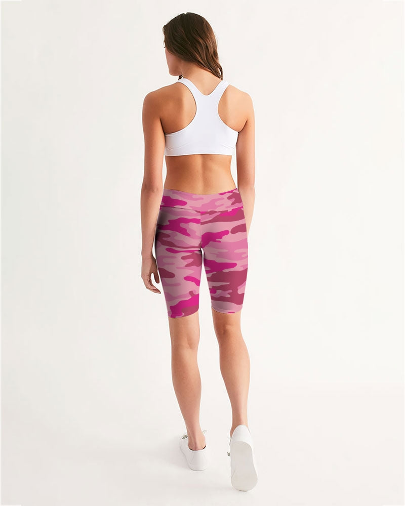 Pink  3 Color Camouflage Women's Mid-Rise Bike Shorts DromedarShop.com Online Boutique