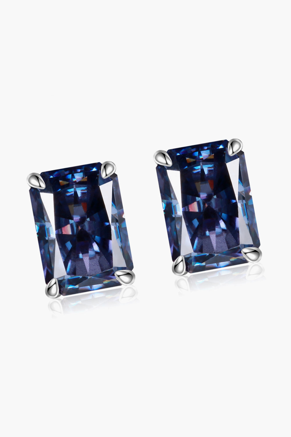 2 Carat Rectangle Moissanite 4-Prong Stud Earrings - DromedarShop.com Online Boutique