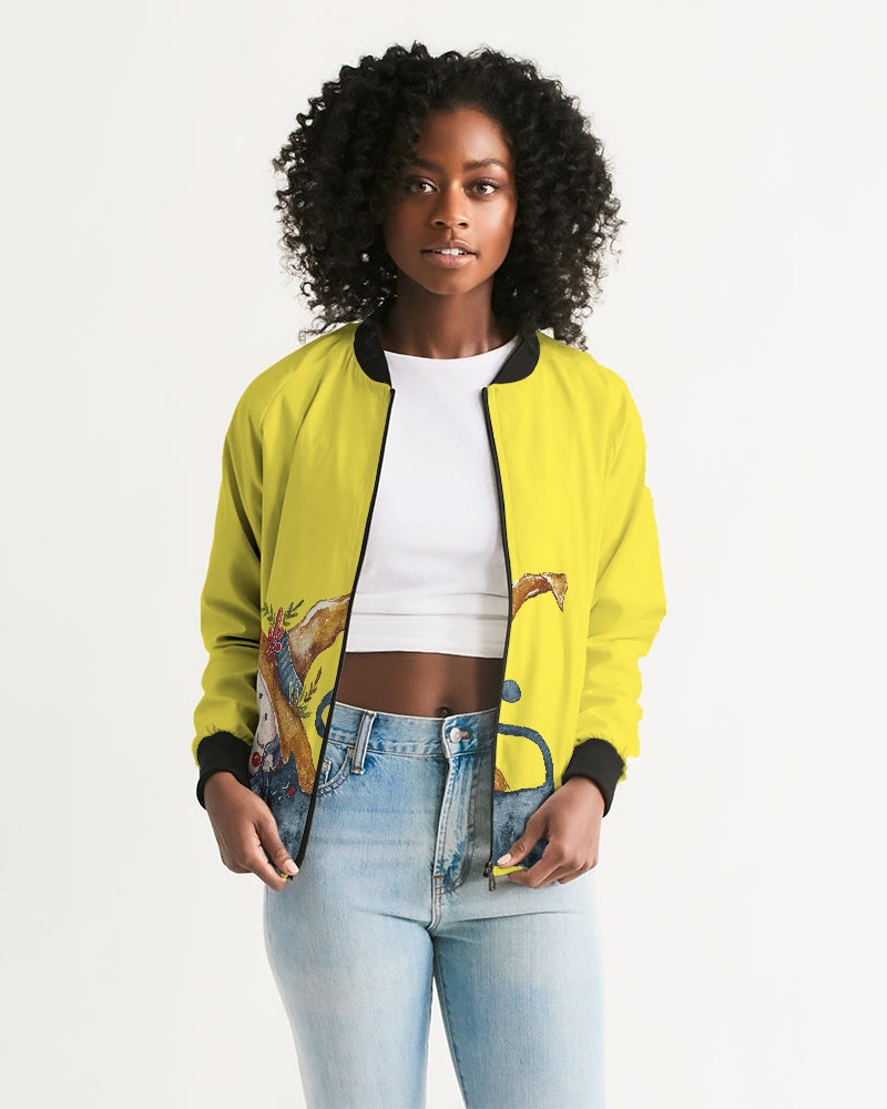 Holiday Yellow Women's Bomber Jacket DromedarShop.com Online Boutique