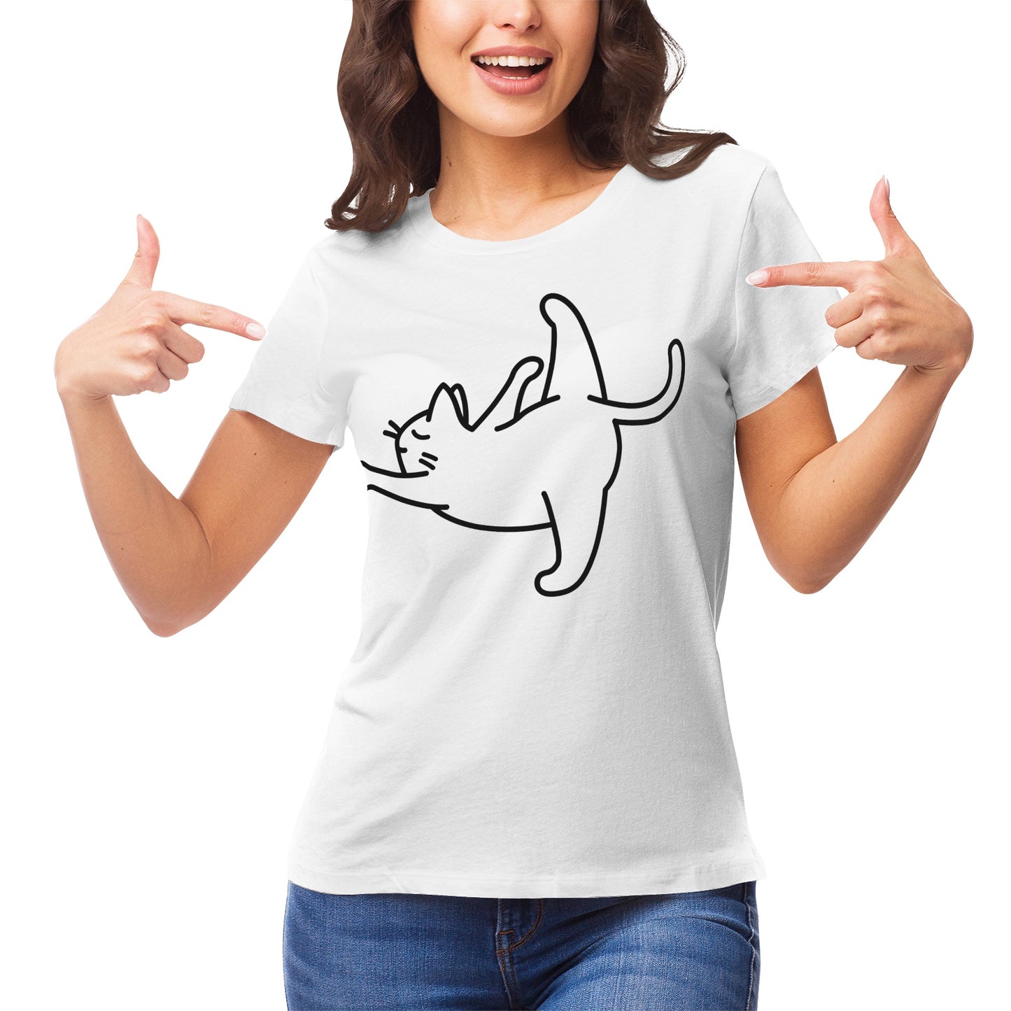 Yoga Cat 10 Women's Ultrasoft Pima Cotton T‑shirt - DromedarShop.com Online Boutique