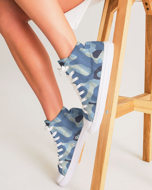 Blue Maniac Camouflage Women's Hightop Canvas Shoe DromedarShop.com Online Boutique