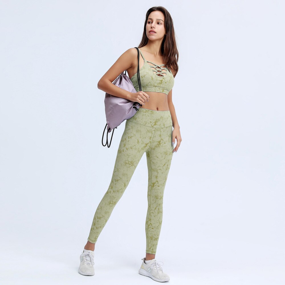 Women Yoga Fitness Set 2 Pcs Tie Dye Sport Leggings-Top DromedarShop.com Online Boutique