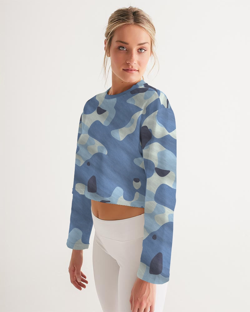 Blue Maniac Camouflage Women's Cropped Sweatshirt DromedarShop.com Online Boutique
