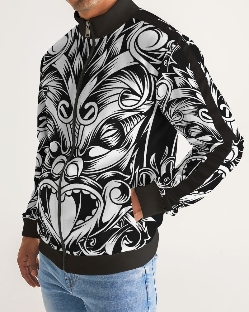 Maori Mask Collection Men's Stripe-Sleeve Track Jacket DromedarShop.com Online Boutique