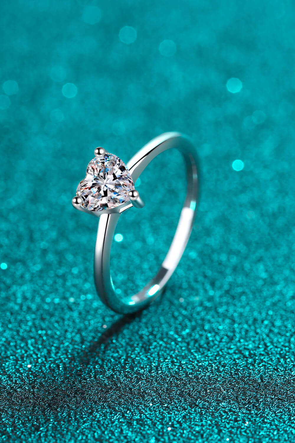 925 Sterling Silver Heart-Shaped Moissanite Solitaire Ring - DromedarShop.com Online Boutique