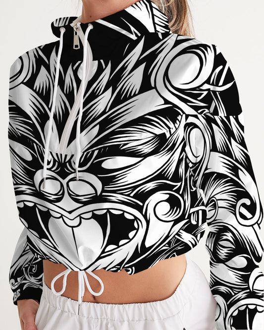 Maori Mask Collection Women's Cropped Windbreaker DromedarShop.com Online Boutique