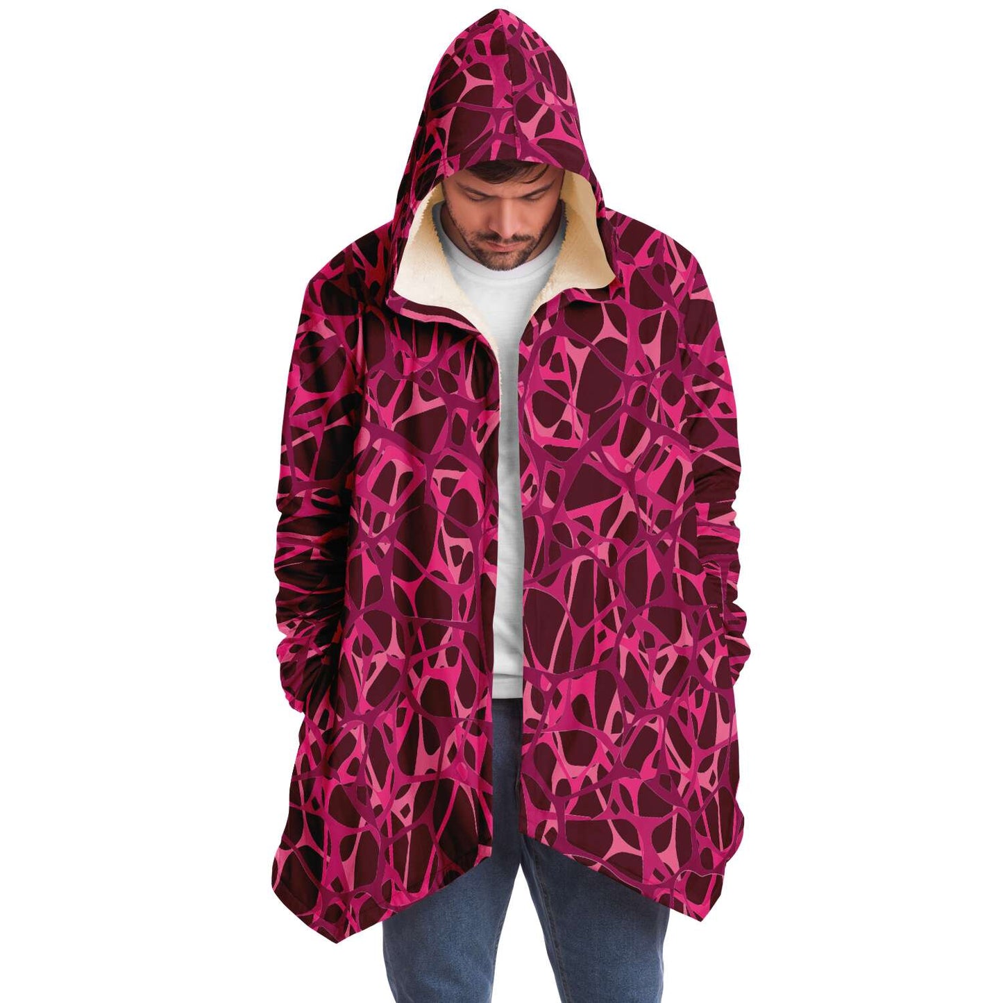 Pink Red Amoeba Microfleece Cloak DromedarShop.com Online Boutique