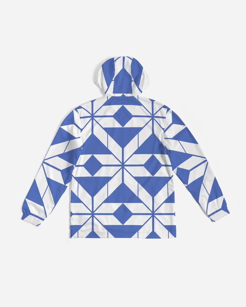 Aztec-Inca Collection Aztec Blue and White pattern Men's Windbreaker DromedarShop.com Online Boutique