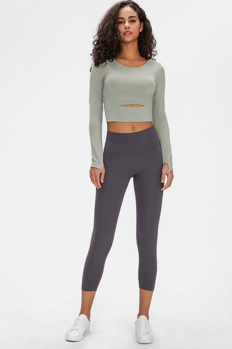 Long Sleeve Cropped Top With Sports Strap - DromedarShop.com Online Boutique