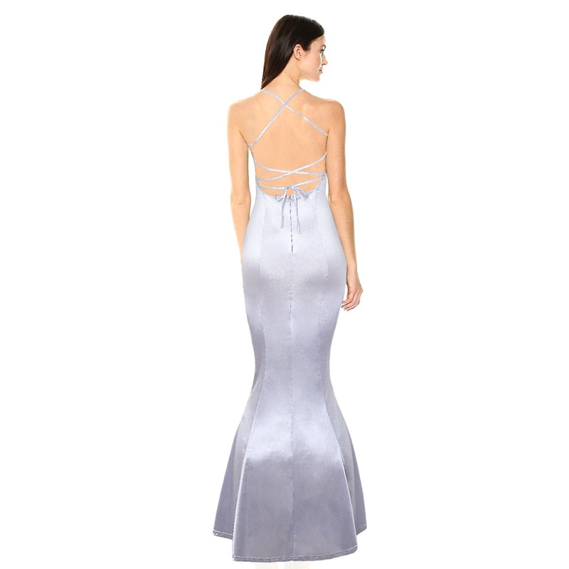 Silver Women Elegant Long Dress DromedarShop.com Online Boutique