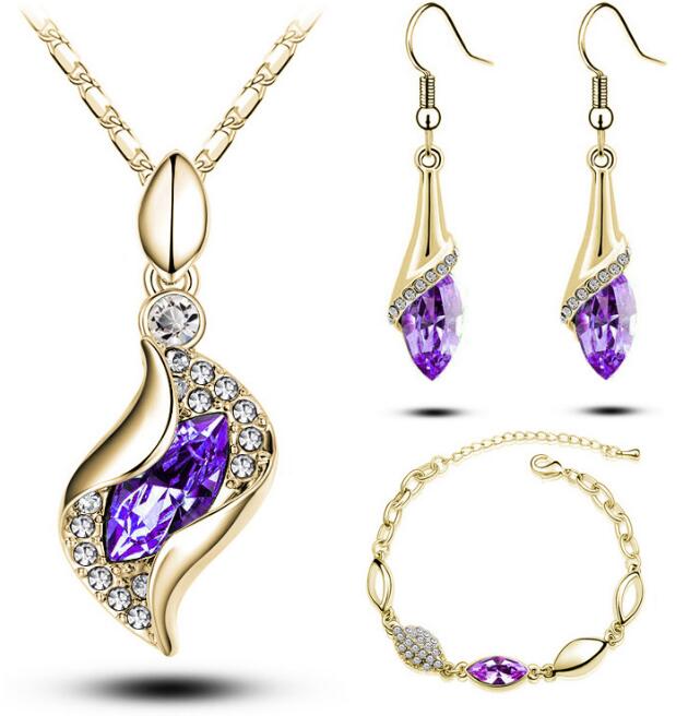 Gold Filled Colorful Austrian Crystal Drop Jewelry Sets DromedarShop.com Online Boutique