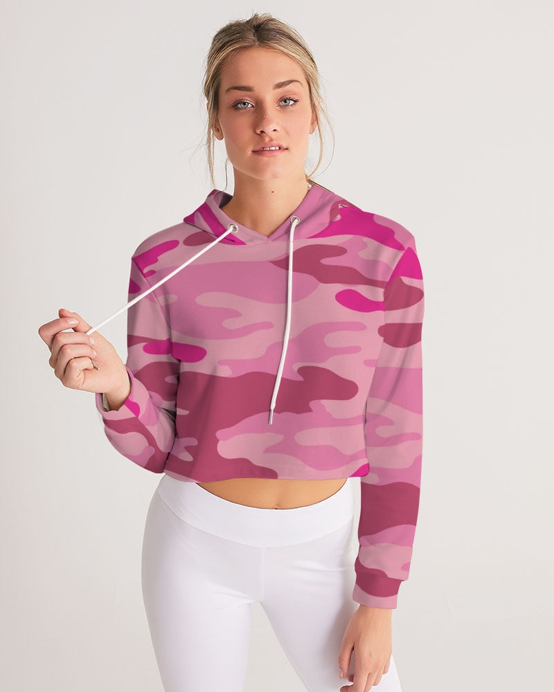 Pink  3 Color Camouflage Women's Cropped Hoodie DromedarShop.com Online Boutique