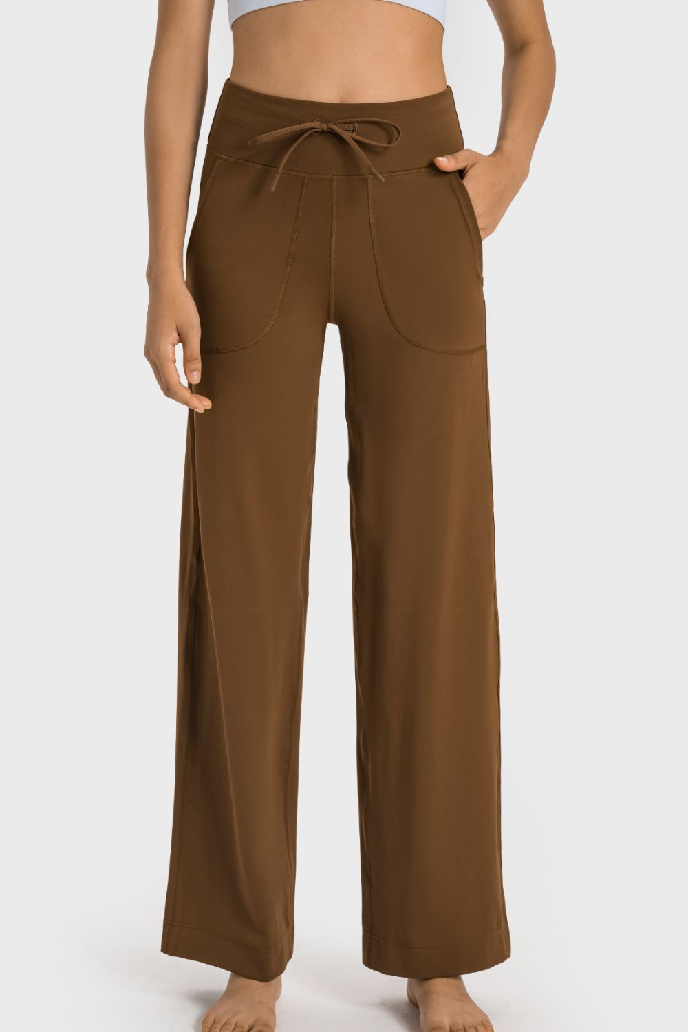 Drawstring Waist Wide Leg Sports Pants with Pockets - DromedarShop.com Online Boutique