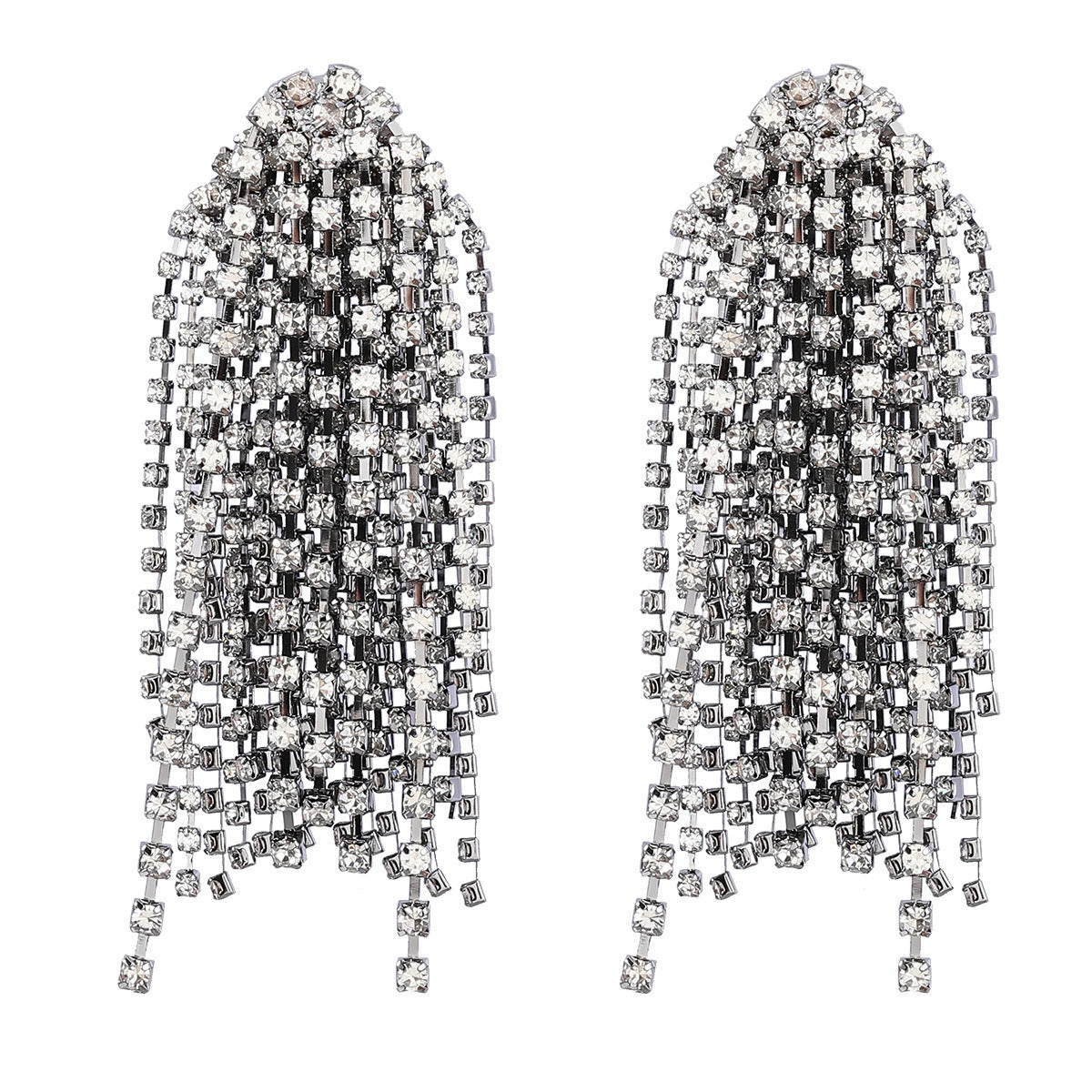 Exaggerated Trendy Alloy Inlaid Diamond Tassel Earrings - DromedarShop.com Online Boutique