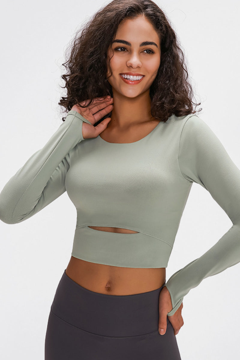 Long Sleeve Cropped Top With Sports Strap - DromedarShop.com Online Boutique