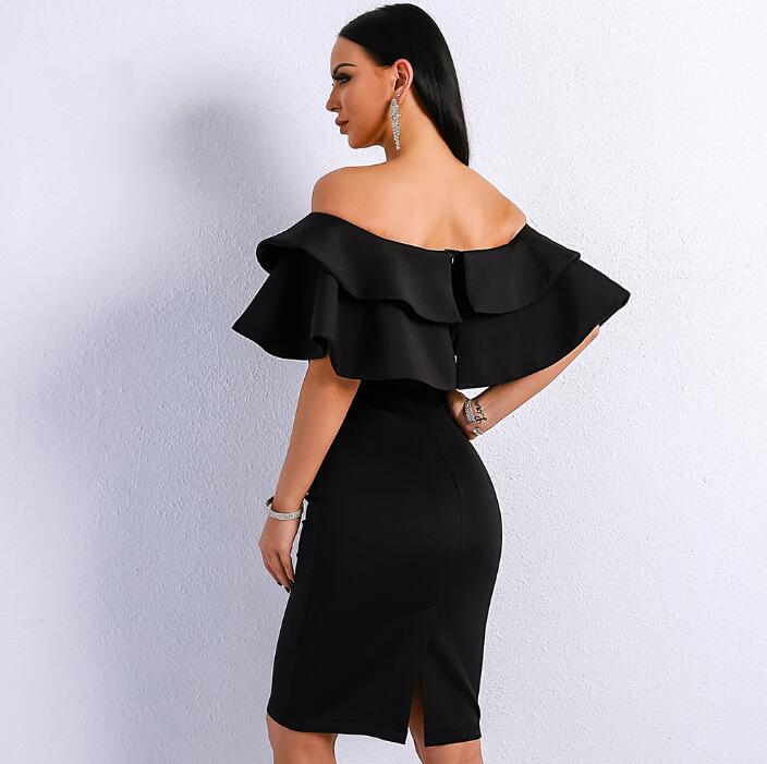 Women Off Shoulder Elegant Solid  Dress DromedarShop.com Online Boutique