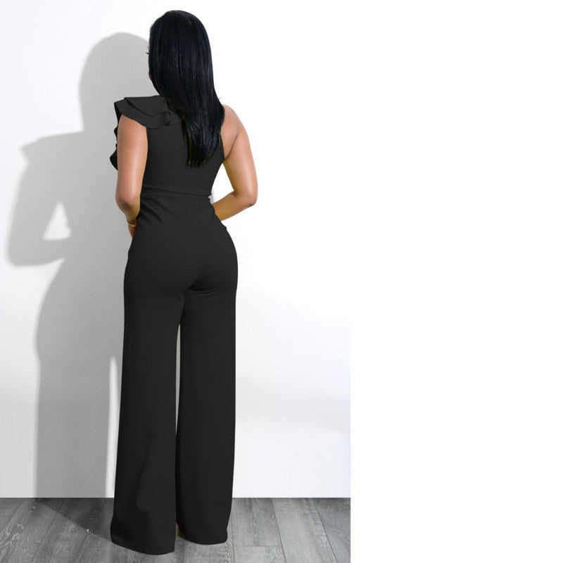 Elegant One Shoulder Ruffles Jumpsuits For Women DromedarShop.com Online Boutique