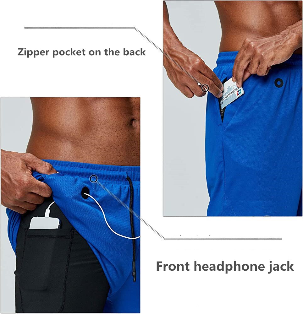 Men's music, 2 in 1 running shorts security pockets quick drying sports shorts DromedarShop.com Online Boutique