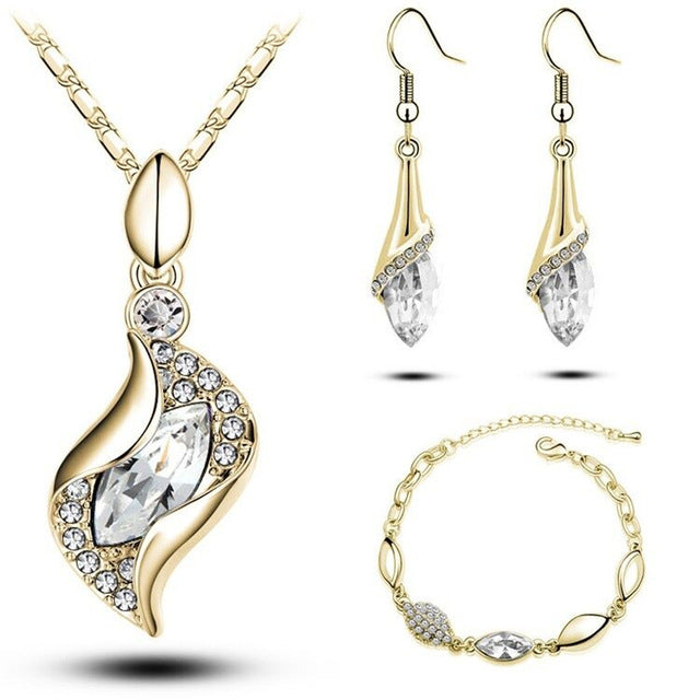 Gold Filled Colorful Austrian Crystal Drop Jewelry Sets DromedarShop.com Online Boutique