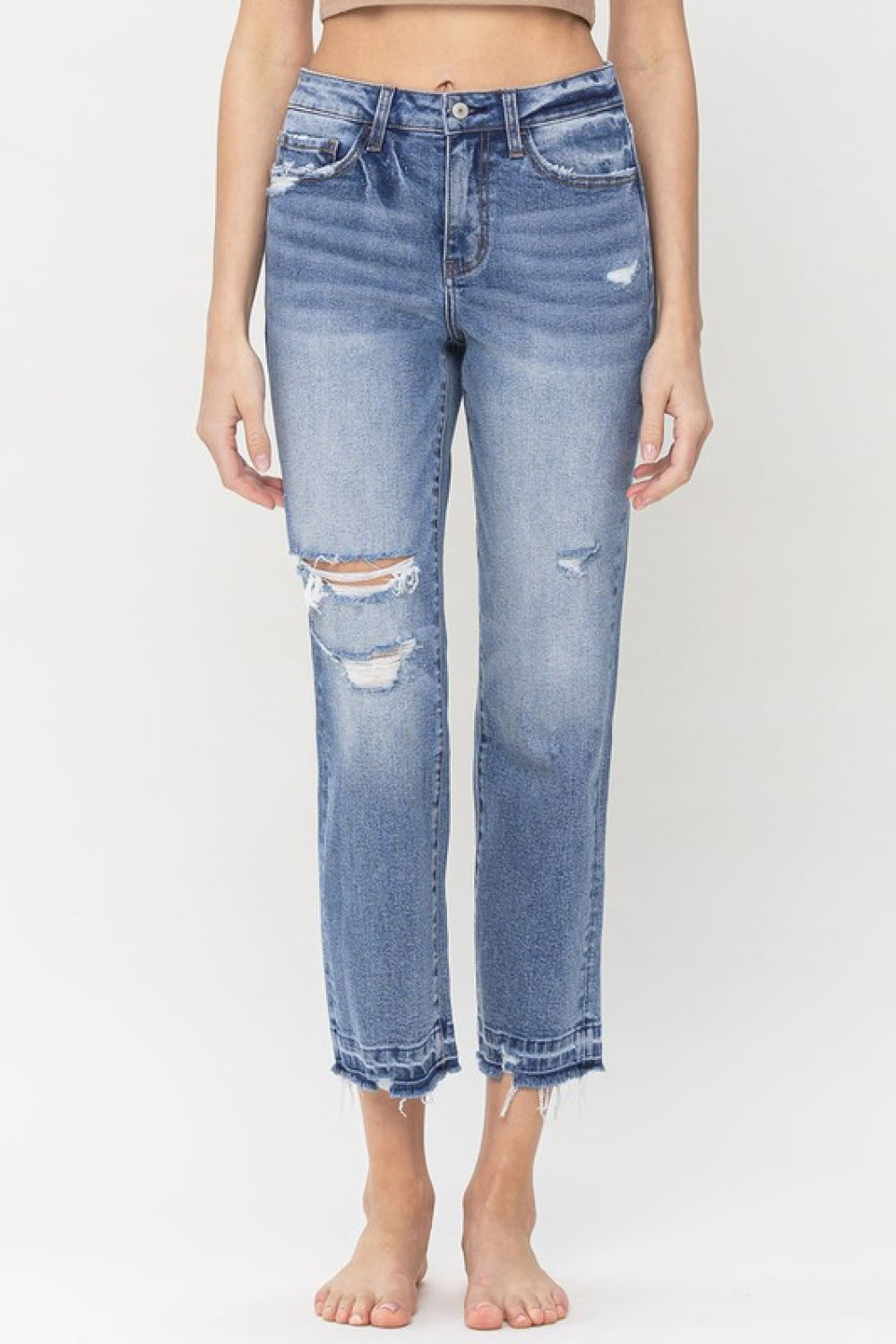 Lovervet Full Size Lena High Rise Crop Straight Jeans - DromedarShop.com Online Boutique