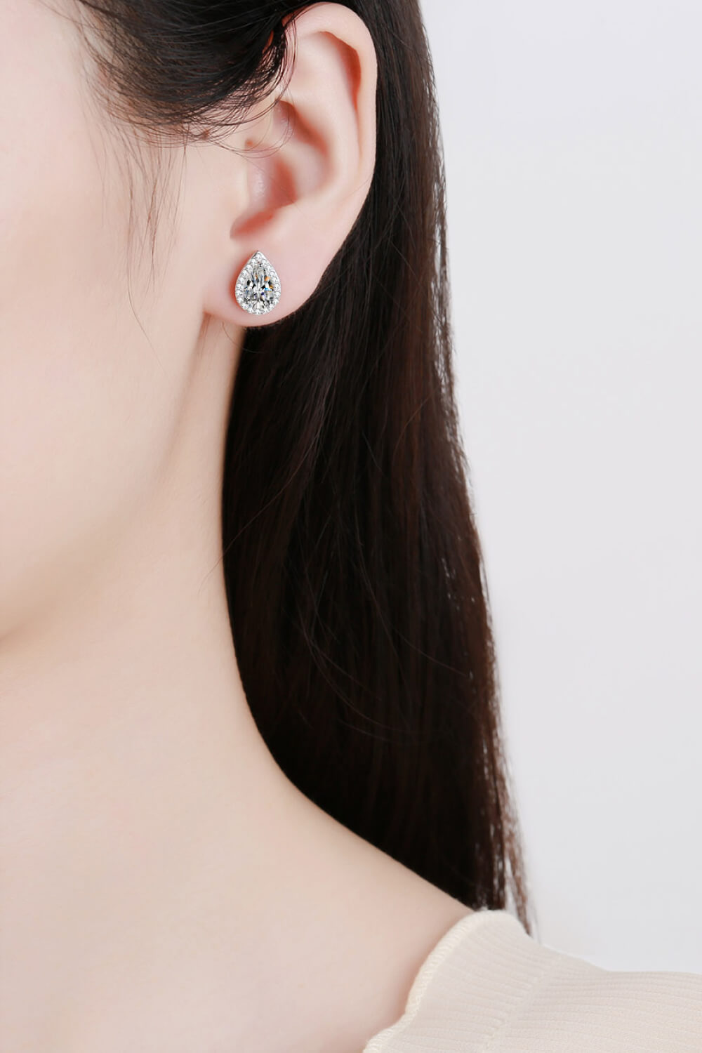Moissanite Teardrop Stud Earrings - DromedarShop.com Online Boutique