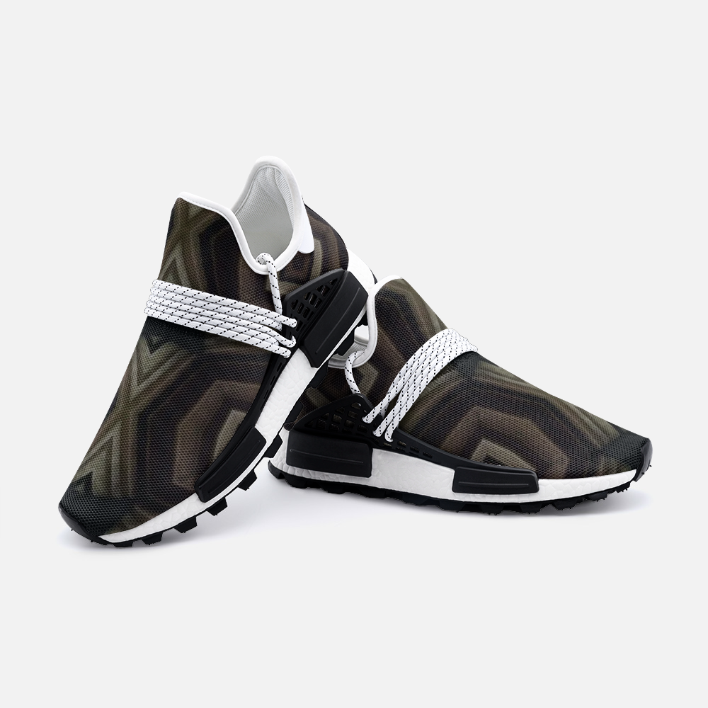 Aztec Black and Gold pattern Unisex Lightweight Sneaker S-1 Boost DromedarShop.com Online Boutique