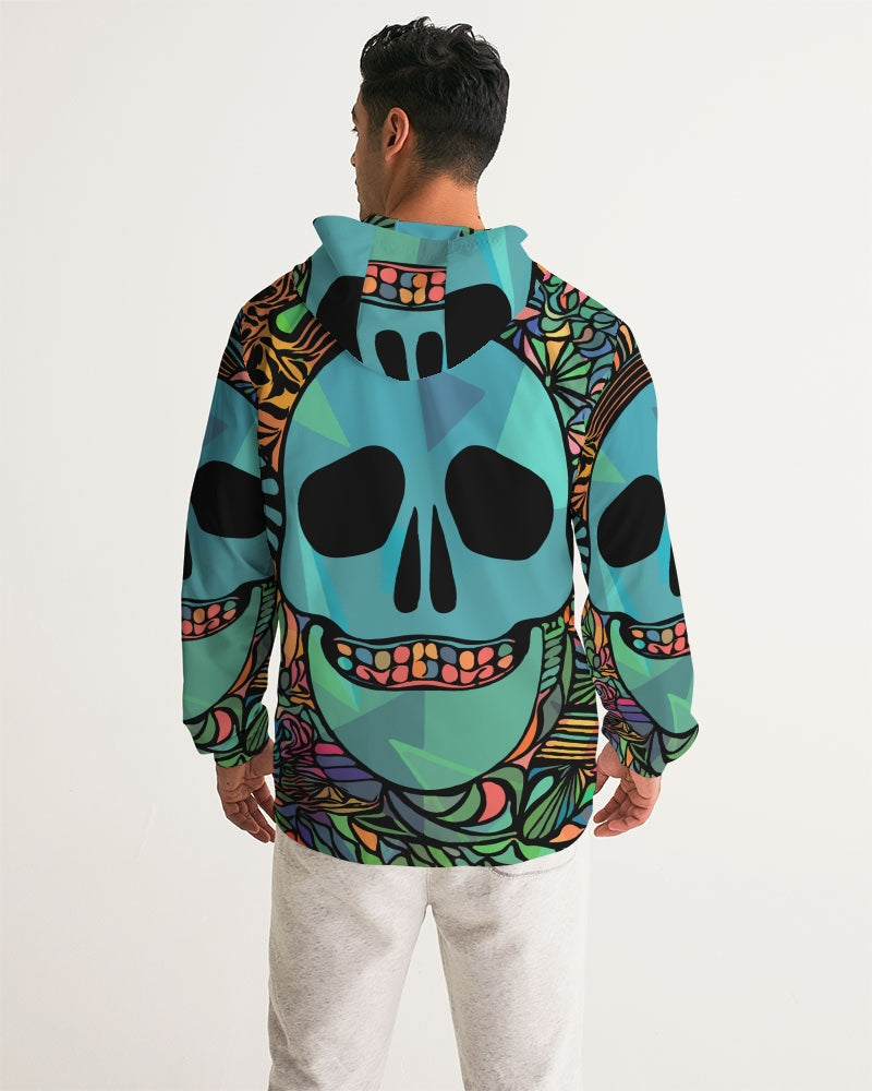 Aztec-Inka Collection Mexican Colorful Skull Men's Windbreaker DromedarShop.com Online Boutique