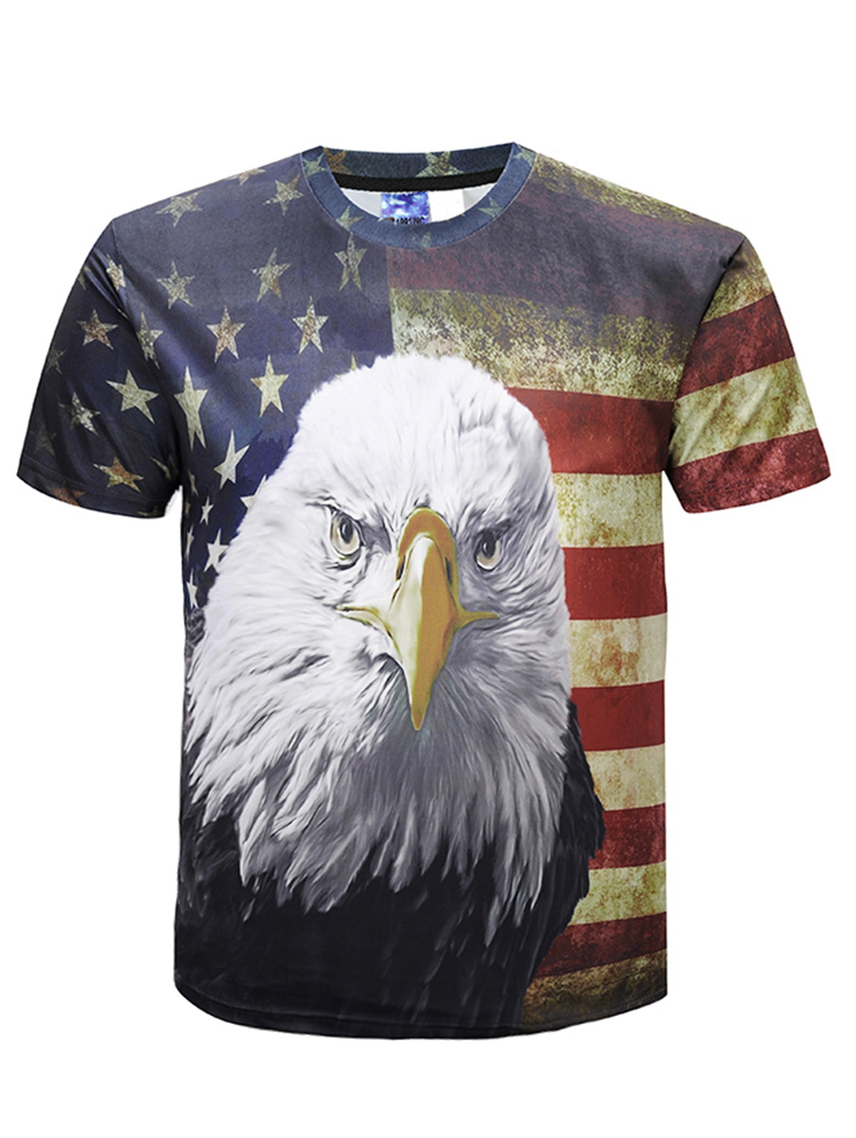US Patriot Eagle Stars Print Short Sleeve T-shirt DromedarShop.com Online Boutique