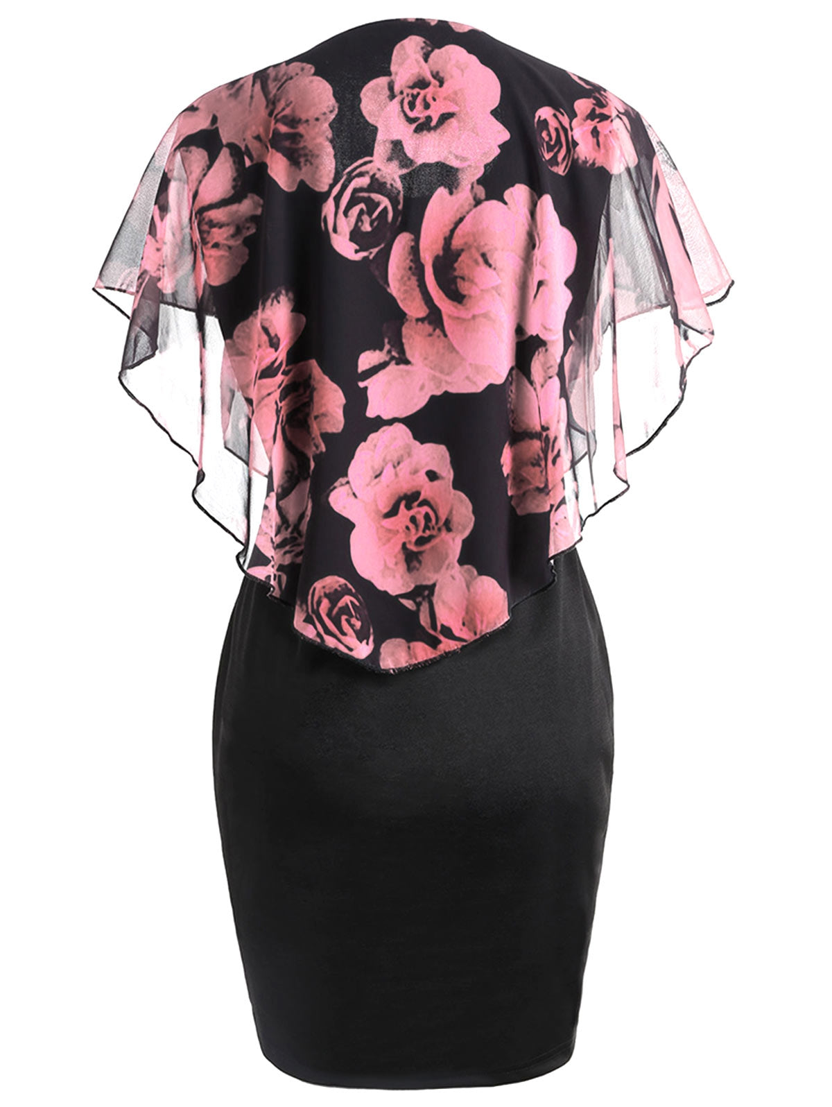 Plus Size Rose Overlay Capelet Dress DromedarShop.com Online Boutique