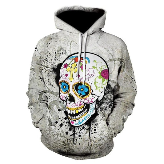 Halloween Skull Digital Printing Long-sleeve Hoodies DromedarShop.com Online Boutique