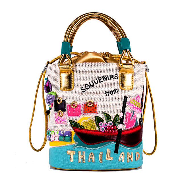 Thailand Color Buckets Women Creative Canvas Bag DromedarShop.com Online Boutique