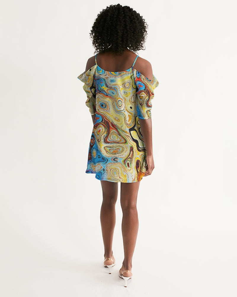 You Like Colors Women's Open Shoulder A-Line Dress DromedarShop.com Online Boutique