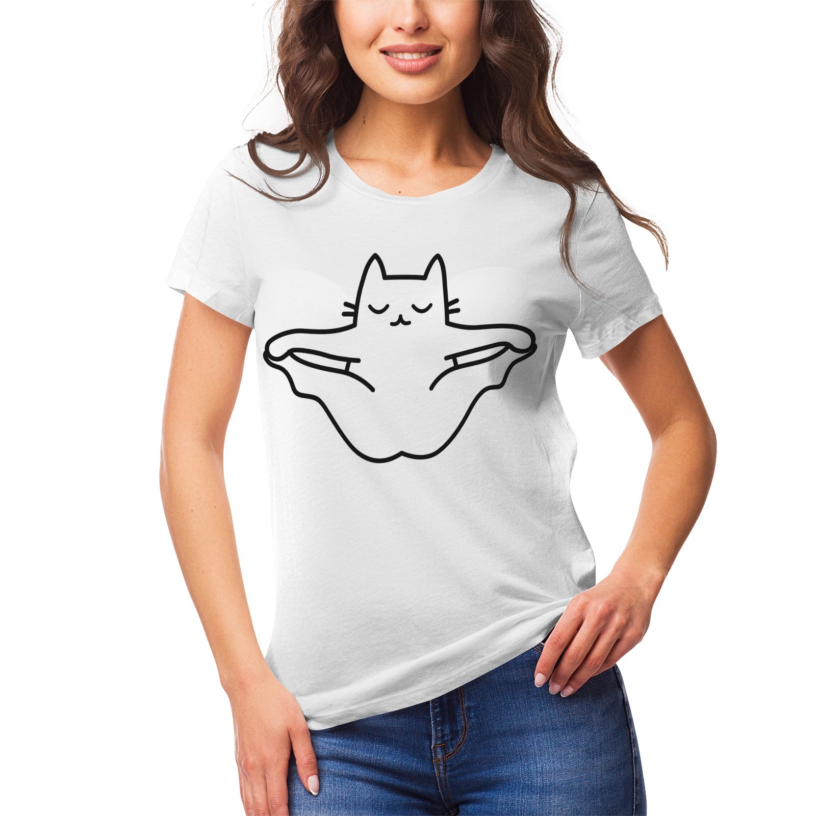Yoga Cat 2 Women's Ultrasoft Pima Cotton T‑shirt - DromedarShop.com Online Boutique