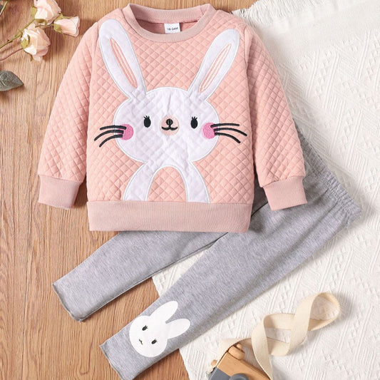 Girls Rabbit Graphic Top and Pants Set - DromedarShop.com Online Boutique