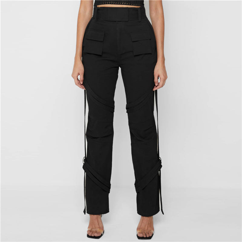 Women High Waist Design Sense Of Individuality Slim Pants - DromedarShop.com Online Boutique