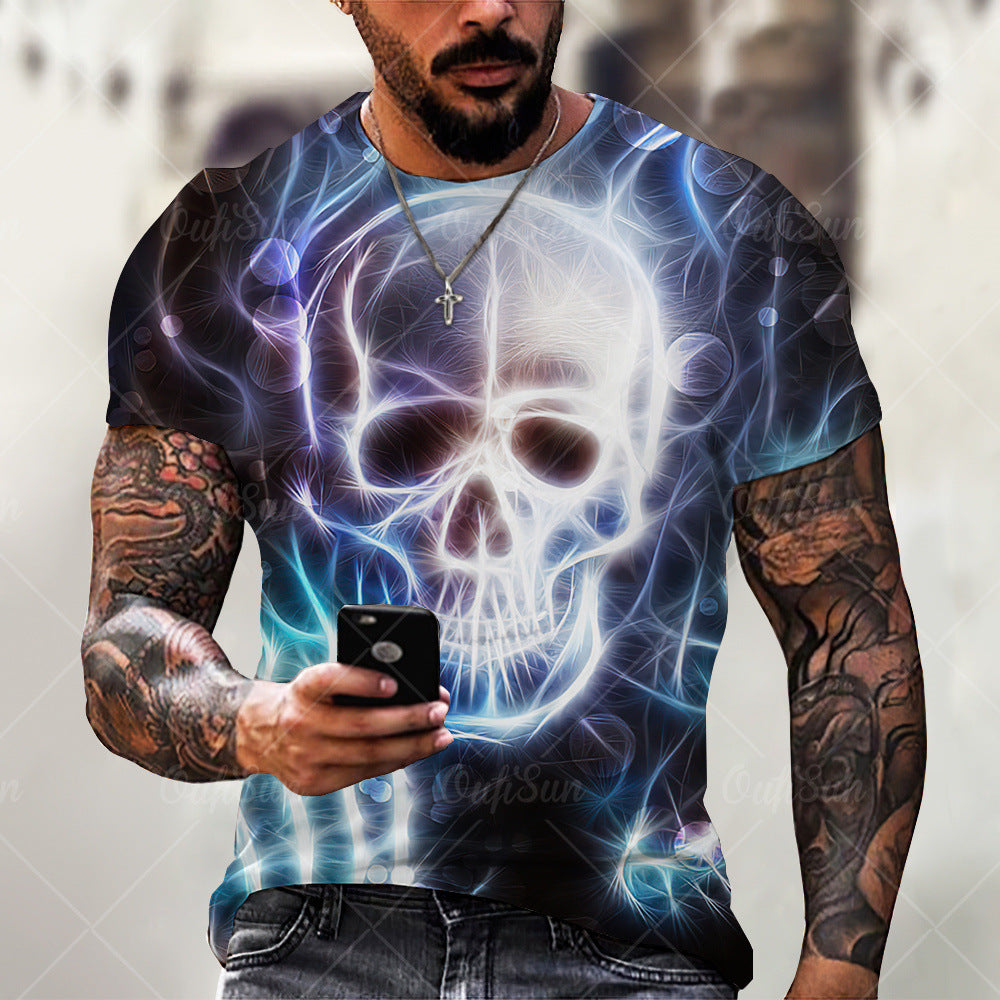 3D Printing Men's Retro Skull Short-Sleeved T-Shirt - DromedarShop.com Online Boutique