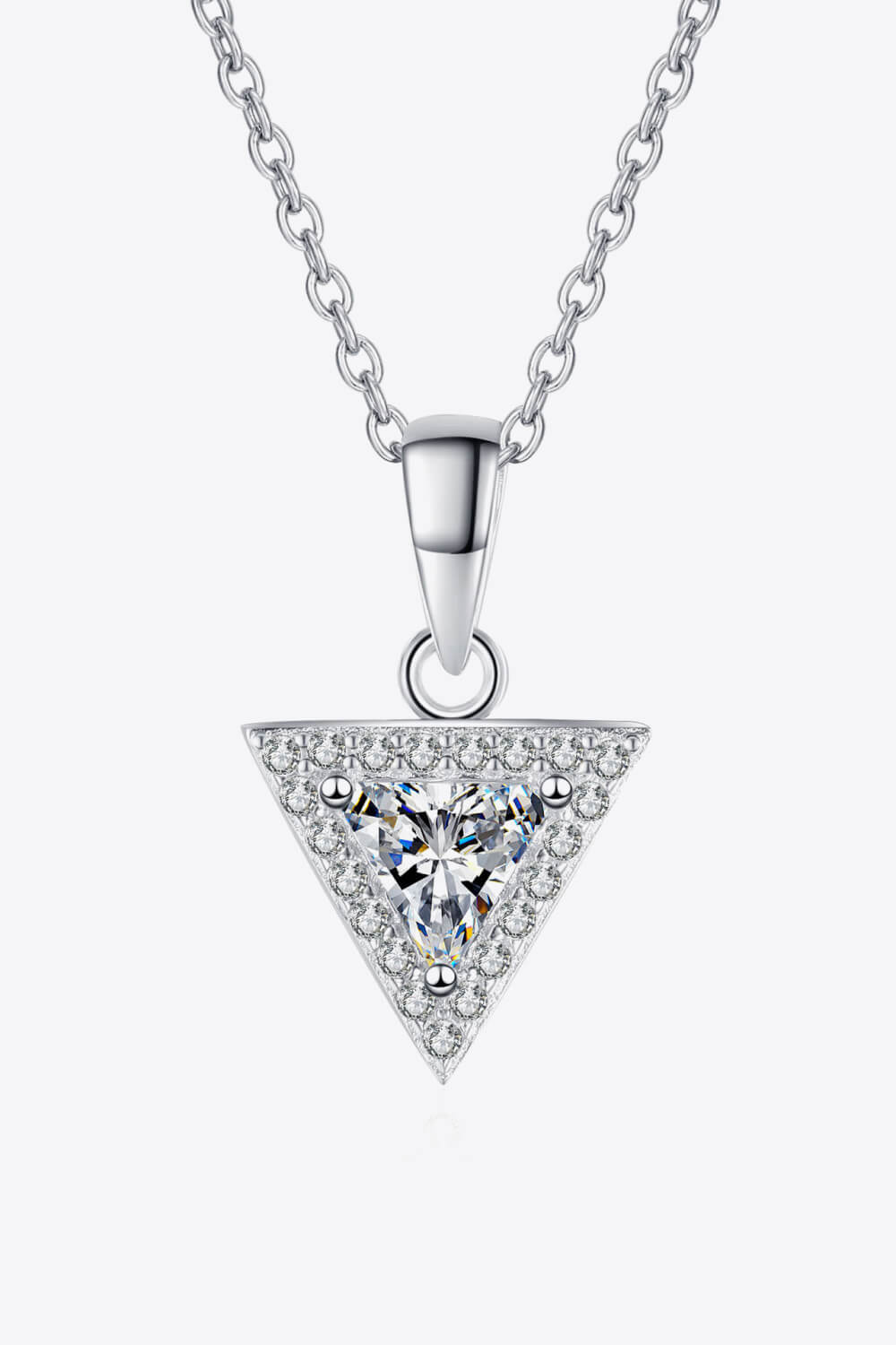 925 Sterling Silver Triangle Moissanite Pendant Necklace - DromedarShop.com Online Boutique