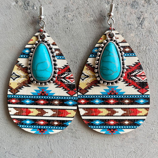 Women's Earrings Turquoise Pendant Retro Ethnic Fashion - DromedarShop.com Online Boutique