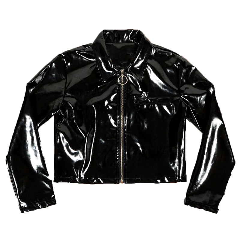 Fashion Patent PU Leather Jacket DromedarShop.com Online Boutique