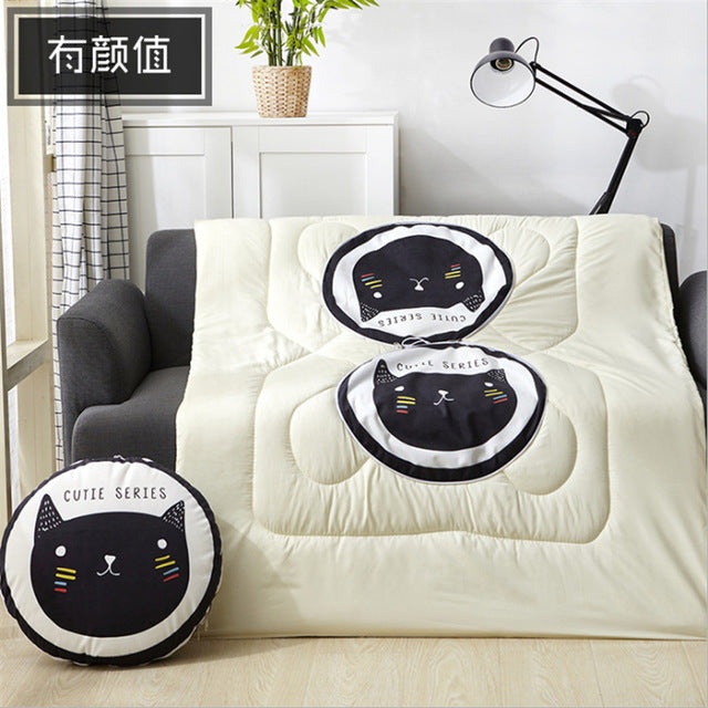 Funny Cat Plush Round Cushion Blanket DromedarShop.com Online Boutique
