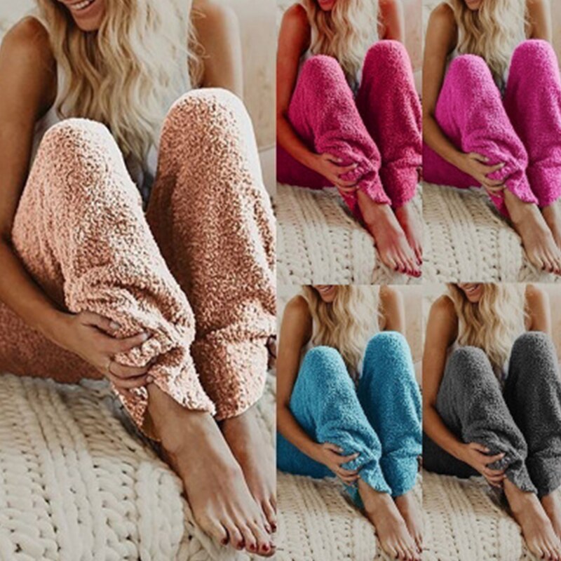 Women's solid color loose plush pant DromedarShop.com Online Boutique