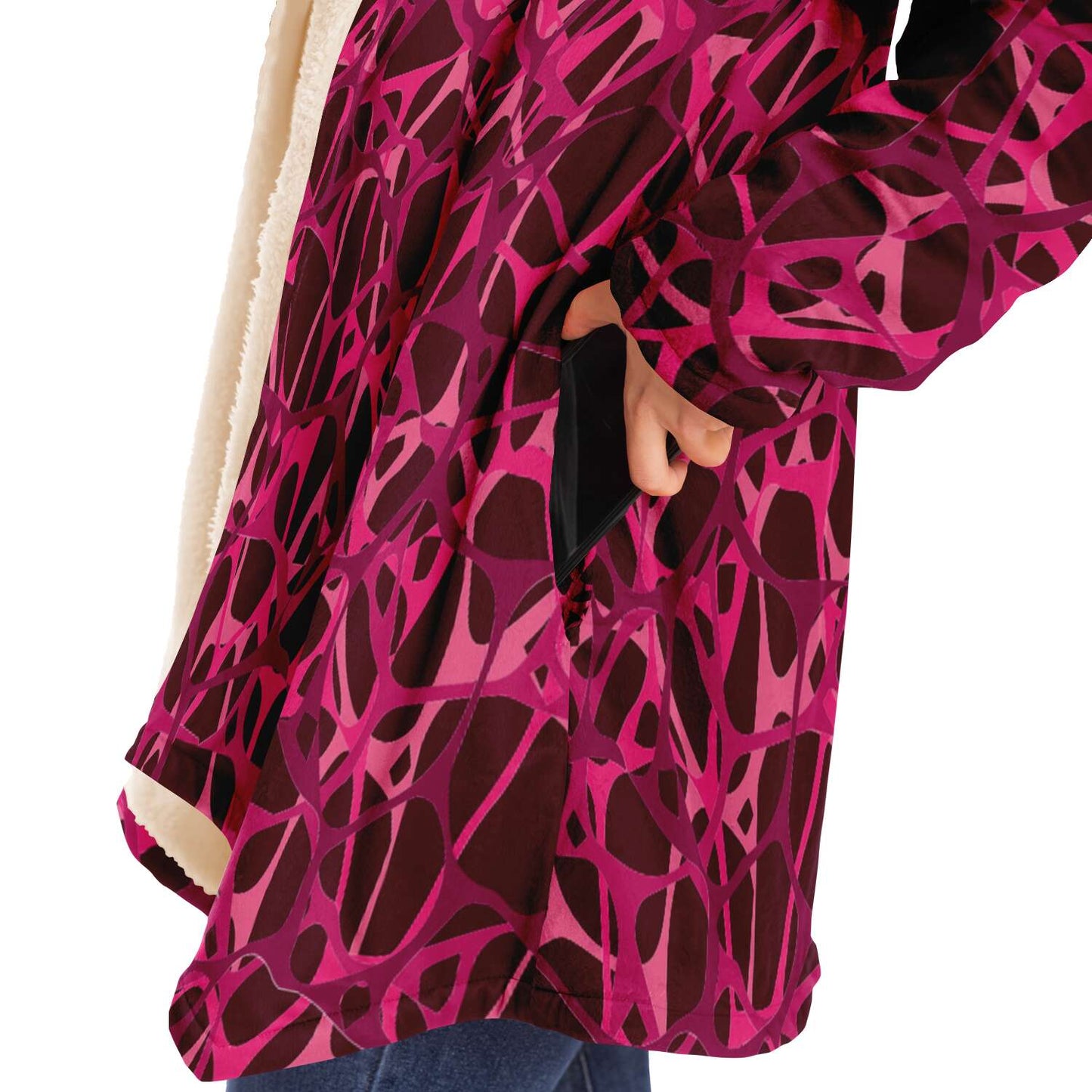 Pink Red Amoeba Microfleece Cloak DromedarShop.com Online Boutique