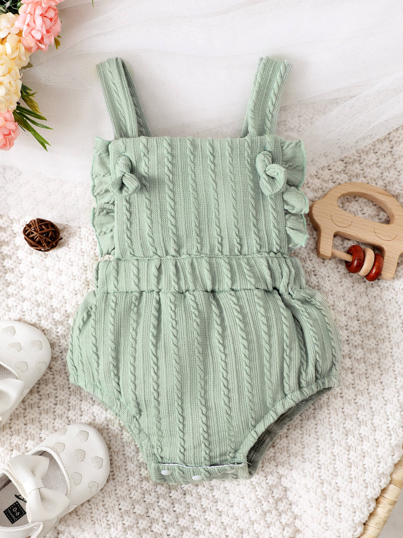 Baby Girl Textured Ruffled Bodysuit - DromedarShop.com Online Boutique