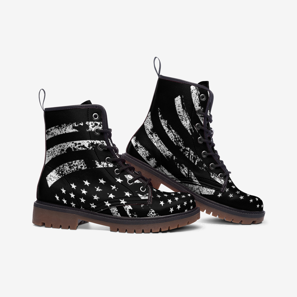 US Black Flag Casual Leather Lightweight Unisex Boots DromedarShop.com Online Boutique